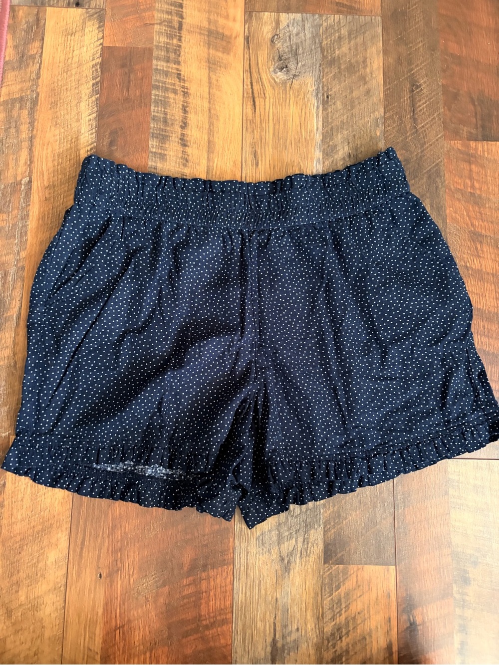 LOFT Women's Navy Polka Dot Ruffle Hem Shorts